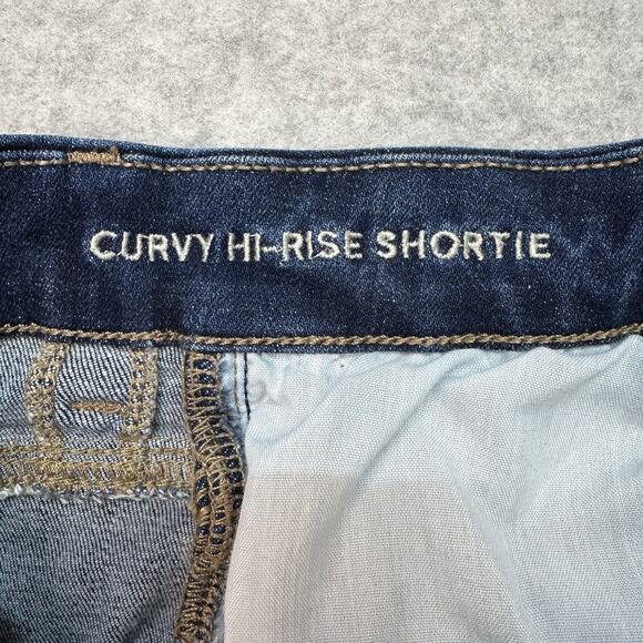 American Eagle Denim Short WMNS 4 Next Level Stretch Curvy Hi-Rise Shortie Blue - Picture 7 of 9